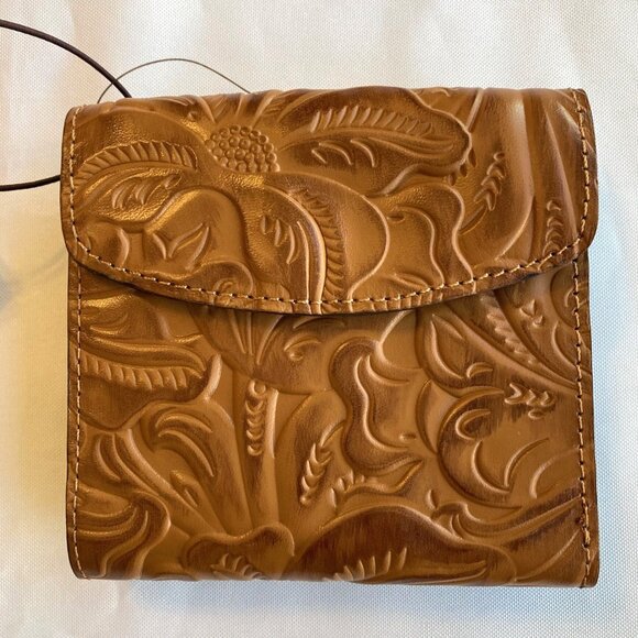 Patricia Nash Tooled Leather Kisslock Wallet RFID Blocking Cognac Brown NWT - Picture 4 of 11